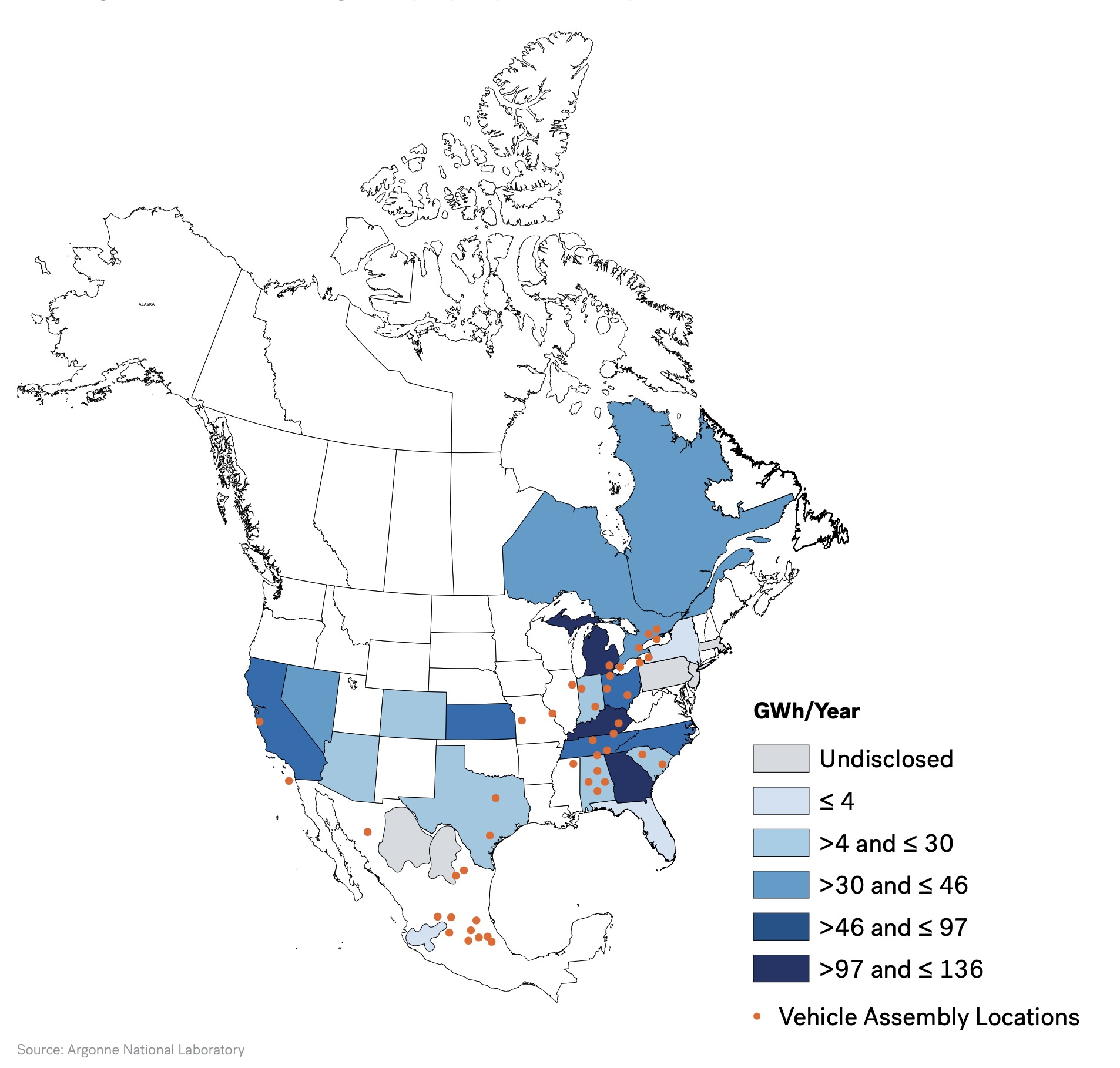 Gigafactory - Clustering of the North American Gigafactory Capacity under Development