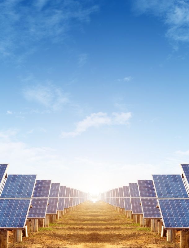 Multiple solar panels, pollution-free green energy base.